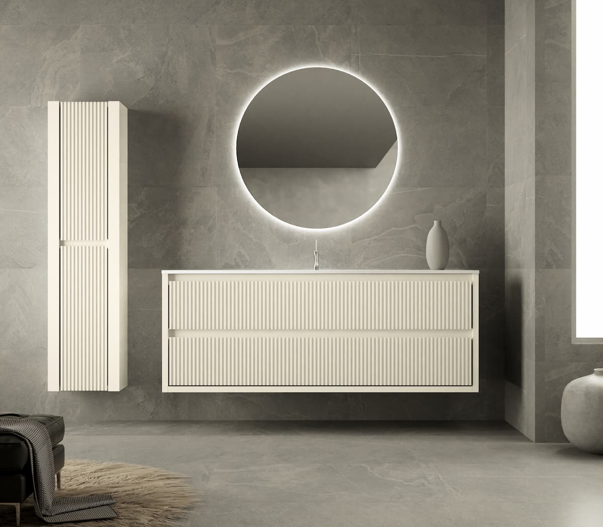 Mueble ba&ntilde;o Danubio 2C hueso